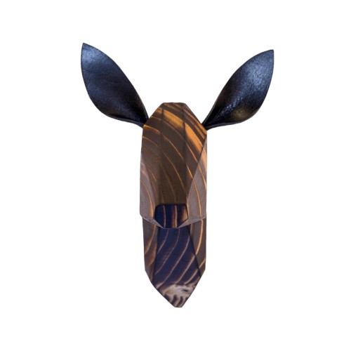 Wooden Deer Head - Burned - Black Ears