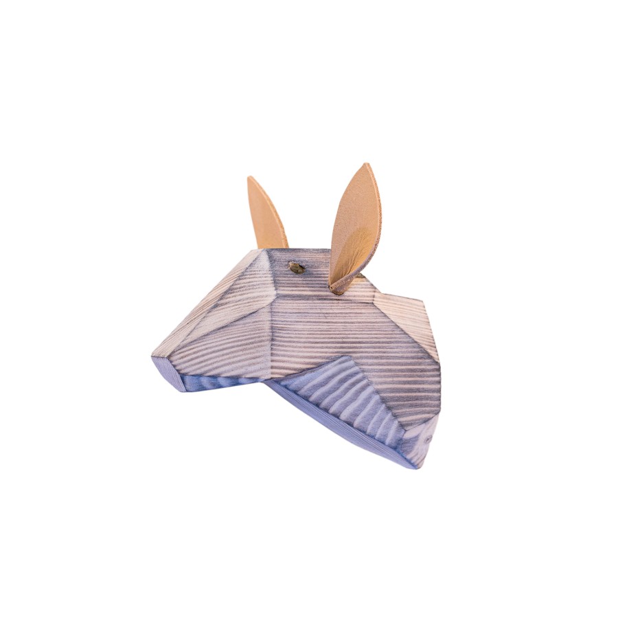 Wooden Fawn Head - White Washed - White Ears